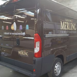 Impression et pose flotte de véhicules pour les Cafés Merling